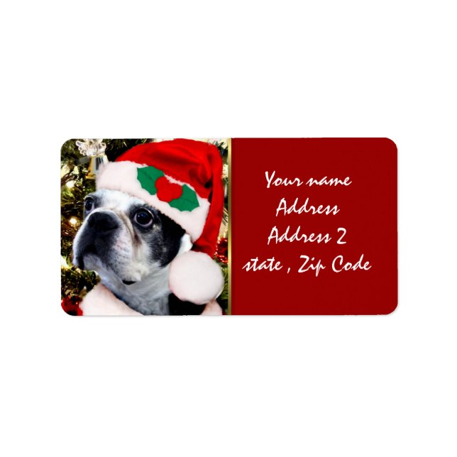 Etiqueta Natal Boston terrier (Frente)