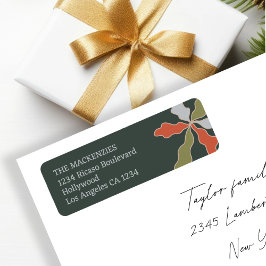 Etiqueta Natal Botânico Abstrato Colorido Personalizado