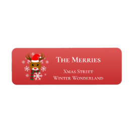 Etiqueta Natal Branco Rudolph Rudolph, Rena Nosada Vermelha