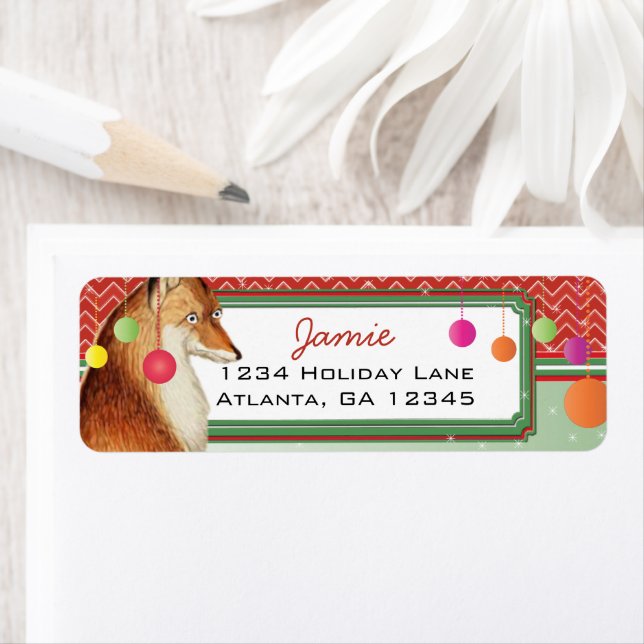 Etiqueta Natal Buck Deer Zig Zag Patterno Endereço de devol (Insitu)