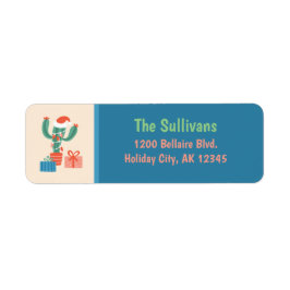 Etiqueta Natal Cactus e Presente Endereço de Devolução
