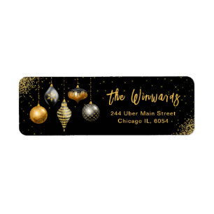 Etiqueta Natal com Enfeite de Ouro Elegante