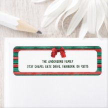 Natal com Laço Vermelho e Listras em Aquarela Clás