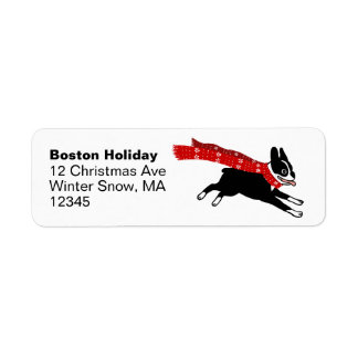 Etiqueta Natal de Boston Terrier Winter Holidy Dog Cujo Cac