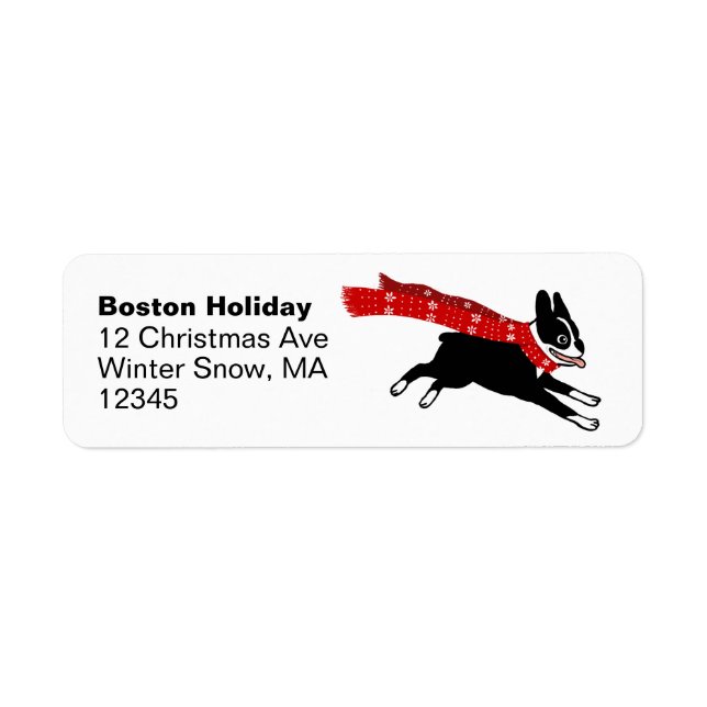 Etiqueta Natal de Boston Terrier Winter Holidy Dog Cujo Cac (Frente)