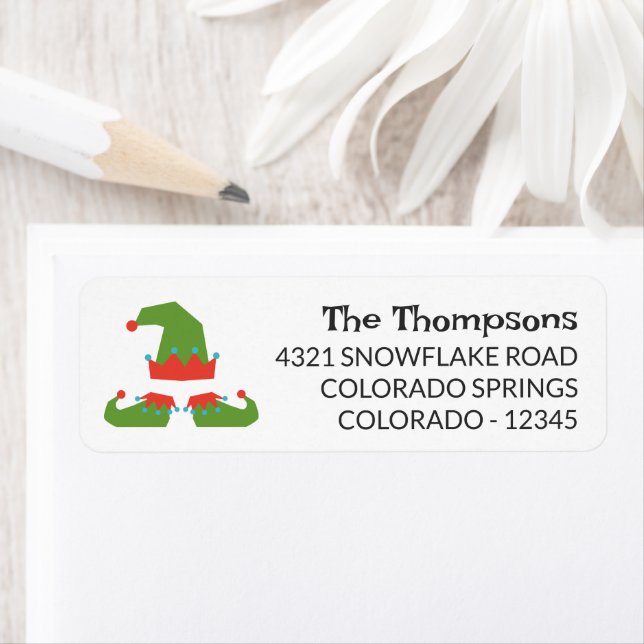 Etiqueta Natal de Elf Hat e Calçados (Insitu)