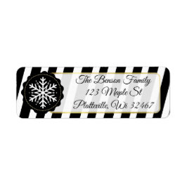 Etiqueta Natal de Floco de Neve Preto e Branco