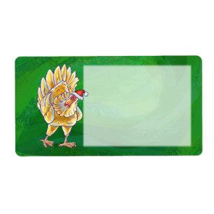 Etiqueta Natal De Frango Em Verde