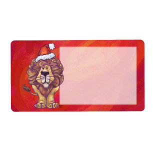 Etiqueta Natal De Leão Em Vermelho