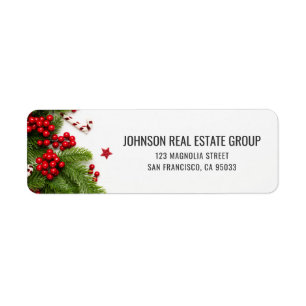 Etiqueta Natal de Natal do Modern Holly Berries