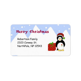 Etiqueta Natal de Pinguins Personalizável