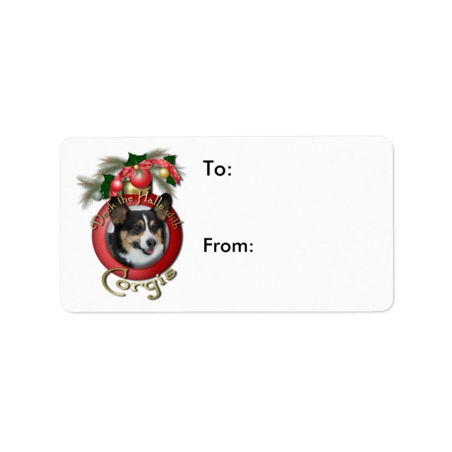 Etiqueta Natal - Deck the Halls - Corgis (Frente)