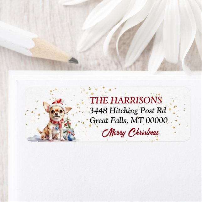 Etiqueta Natal do Cachorro Chihuahua Santa Hat (Insitu)
