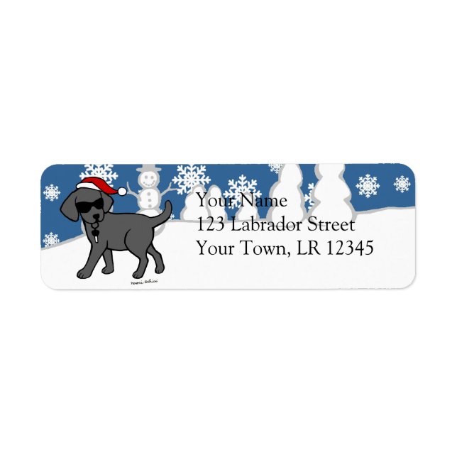 Etiqueta Natal do Cartoon legal Black Lab (Frente)