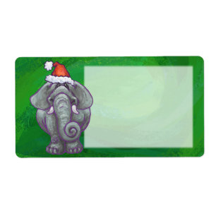 Etiqueta Natal Do Elefante Em Verde