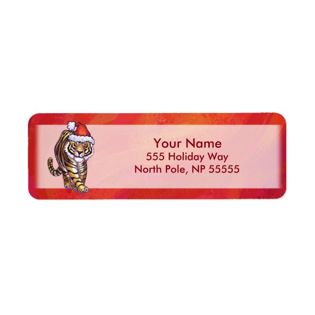 Etiqueta Natal do tigre no vermelho (Frente)