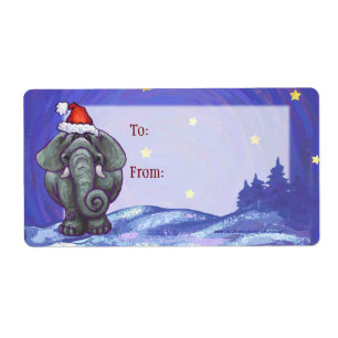 Etiqueta Natal dos elefantes