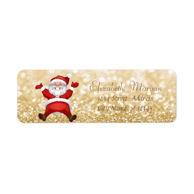 Etiqueta Natal elegante, Papai Noel, Brilhante (Frente)