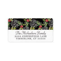 Natal | Feliz Natal - Padrão Preto Holly