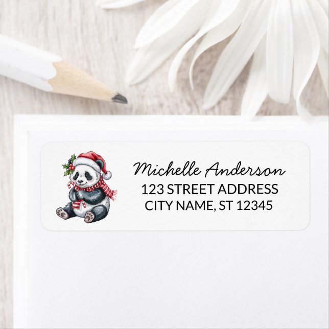 Etiqueta Natal Feliz Personalizado Urso Panda Fofo       (Insitu)