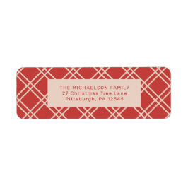 Etiqueta Natal Festivo Vermelho e Creme Cheque Regresso