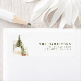 Etiqueta Natal Festivo Vintage Boho Família Aquarela
