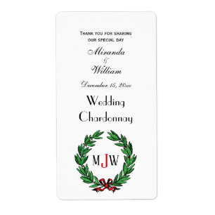 Etiqueta Natal Festivo Xmas Holly Wreath Monograma