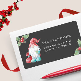 Etiqueta Natal Gnome Holly Plant Family Endereço de devoluç