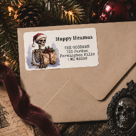 Etiqueta Natal Gótico Esqueleto Assustador