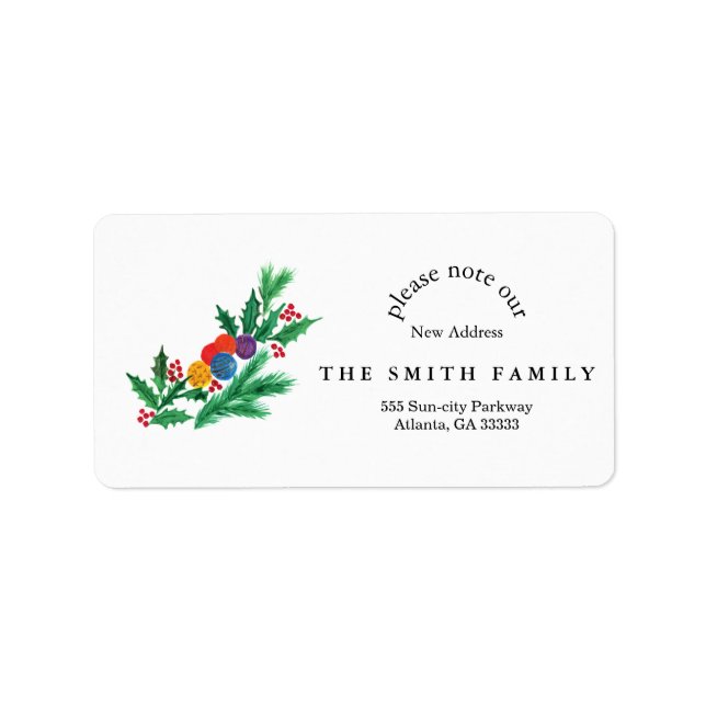 Etiqueta Natal Greenery & Berry Novo Endereço (Frente)