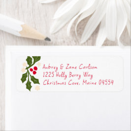 Etiqueta Natal Holly Sprigs Endereço de Devolução