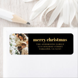 Etiqueta Natal Mínimo Moderno Preto e Dourado