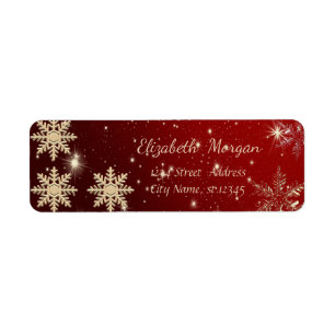 Etiqueta Natal moderno,Flocos de neve,Vermelho