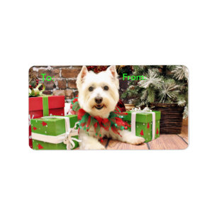 Etiqueta Natal - montanhas ocidentais Terrier - Abby