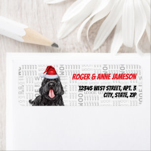 Etiqueta Natal Negro Russo Terrier Endereço de Feriado