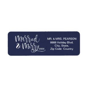 Etiqueta Natal personalizado, casado e alegre, primeiro