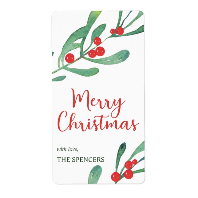 Etiqueta Natal Personalizado com Azevinho Moderno (Frente)