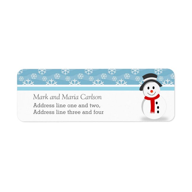 Etiqueta Natal Personalizado com Boneco de Neve e Flocos de (Frente)