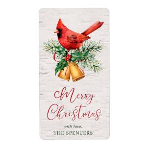Etiqueta Natal Personalizado com Cardinal