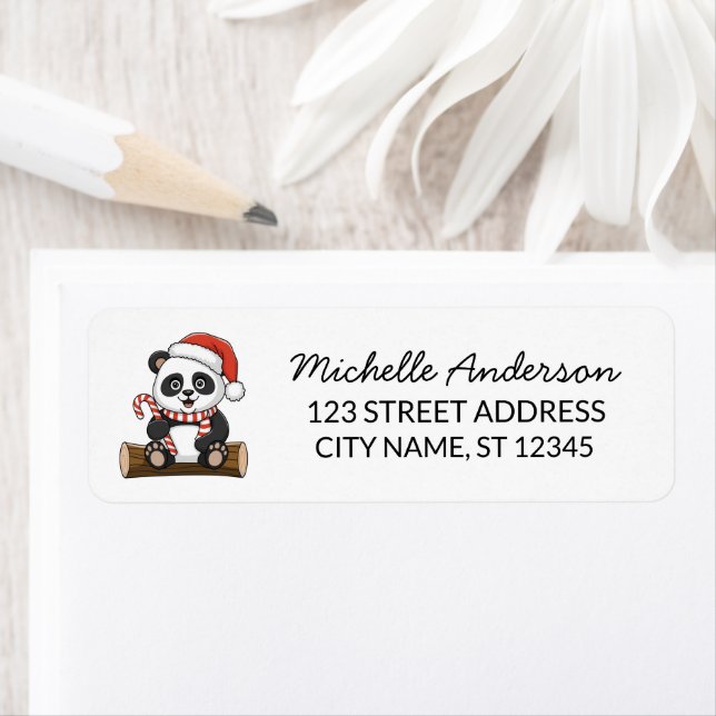 Etiqueta Natal Personalizado Feliz Panda Fofo       (Insitu)
