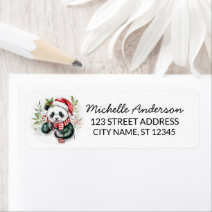 Etiqueta Natal Personalizado Feliz Panda Urso Fofo