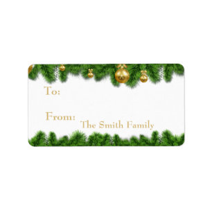 Etiqueta Natal Pine Garland Douradas Festas de Natal