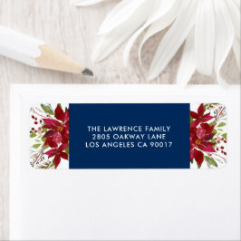 Etiqueta Natal - Poinsettia Marinho Blue Address