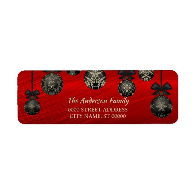 Etiqueta Natal Red Black Elegante Feriados no inverno (Frente)
