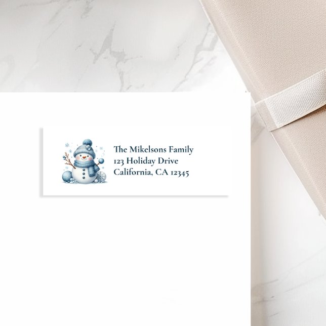 Etiqueta Natal Russo Cozy Azul (Criador carregado)