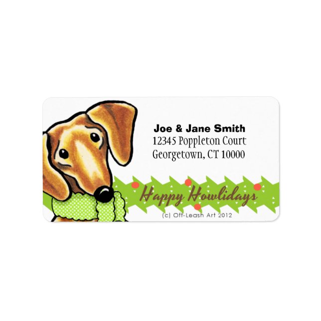 Etiqueta Natal Suave de Dachshund Vermelho (Frente)