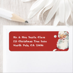 Etiqueta Natal vintage, Papai Noel pisc alegre