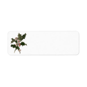 Etiqueta Natal vintage, planta verde do azevinho com bagas