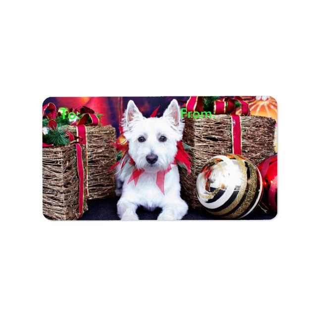 Etiqueta Natal - Westie - Bella (Frente)