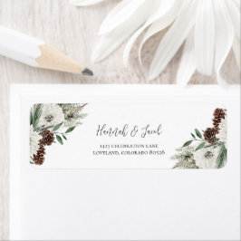 Etiqueta Natal Winter Pines Wedding Return Address